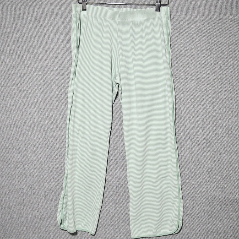 LAKE Pajama Pants Womens Pima Cotton Striped Relaxed M Green White